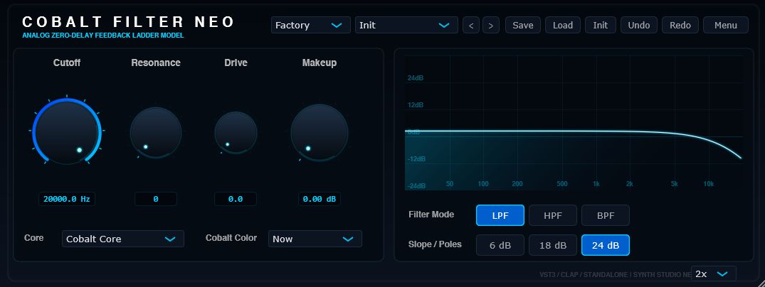 Cobalt Filter Neo interface